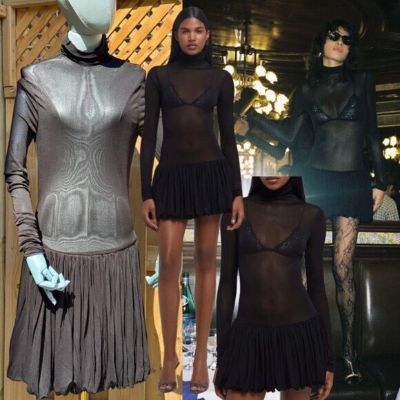 Rat & Boa Dresses & Skirts - 🆕 RAT & BOA 🧿 NWOT Lui Sheer Mesh Long Sleeve Mini Dress, Black - Sz S